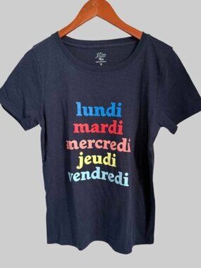 J.Crew French Days of the Week Graphic Short Sleeve Tee Shirt